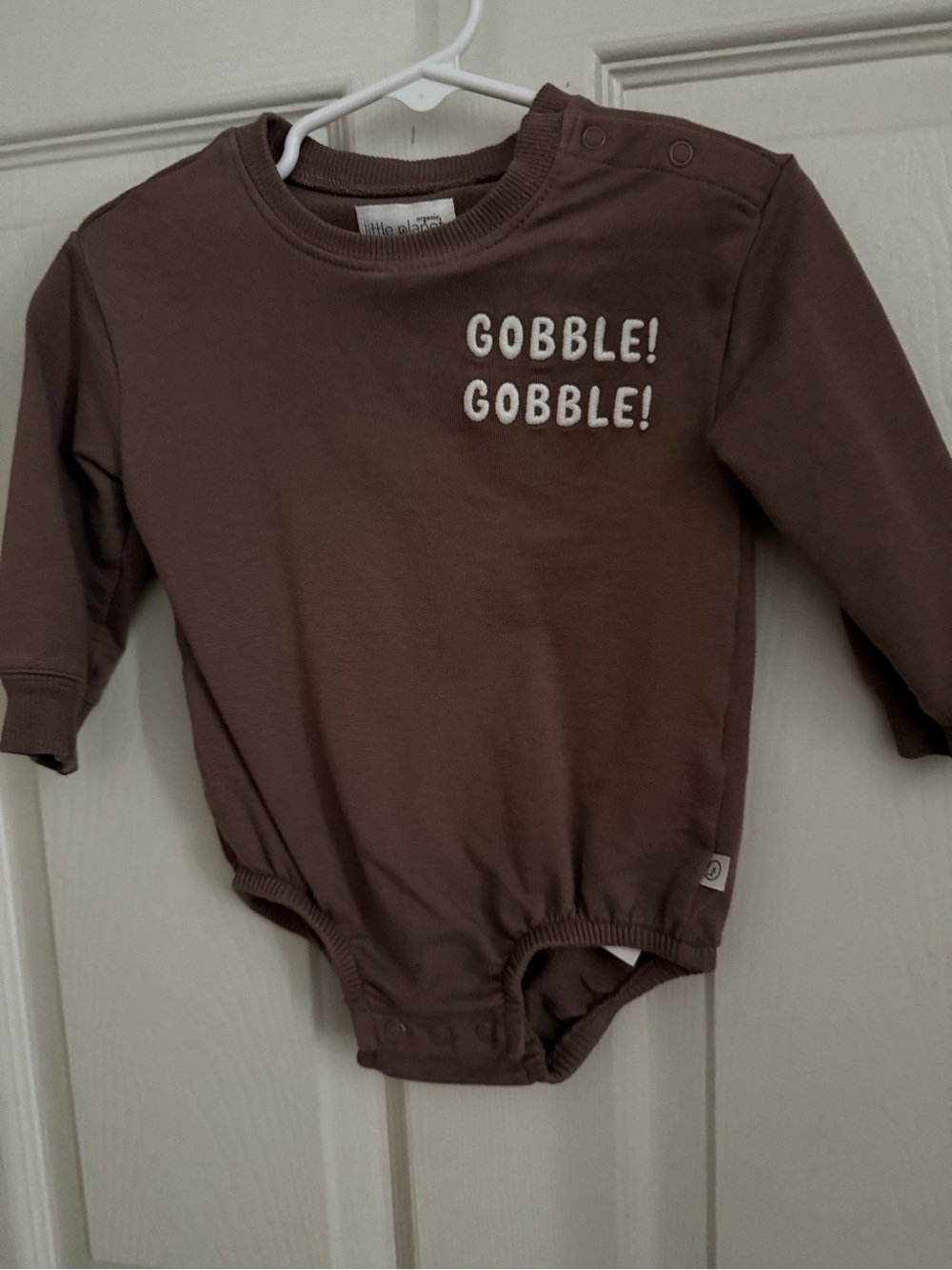 Carter's Brown Long-Sleeve One-Piece with "Gobble! Gobble!"